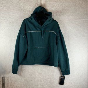 Hind Hoodie Women's XL Dark‎ Teal Cotton Zip Pocket Long Sleeve Pullover 7000